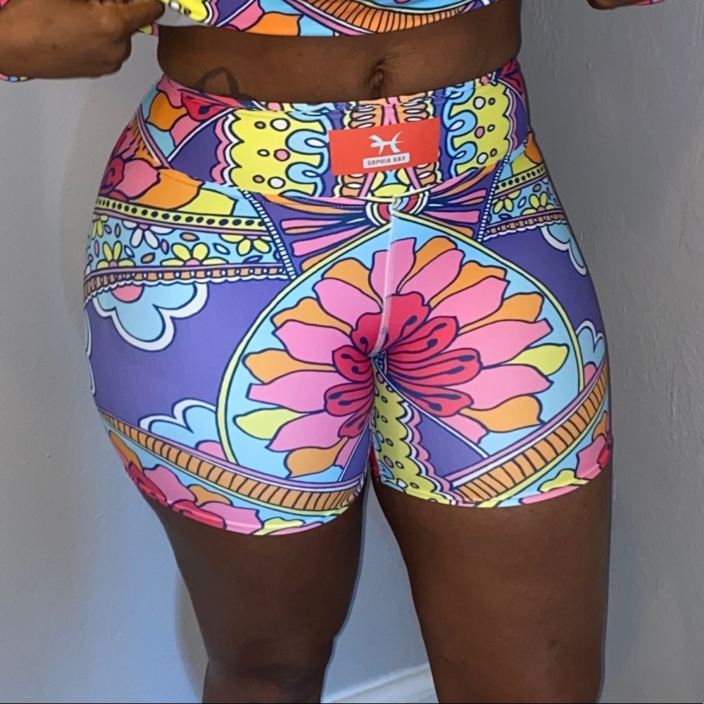 Pink Paisley Biker Shorts